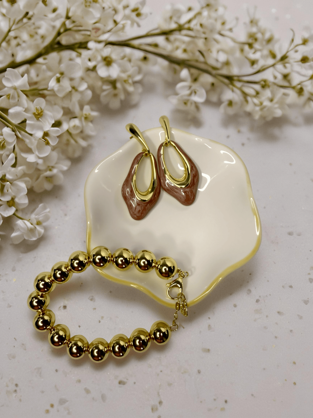 Rosé Cocoa Earrings – 24K Gold Plated