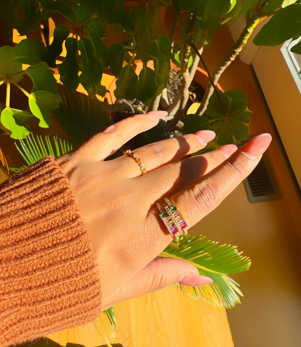 Rainbow Luxe Ring - 24K Gold Plated with Micro Zircons