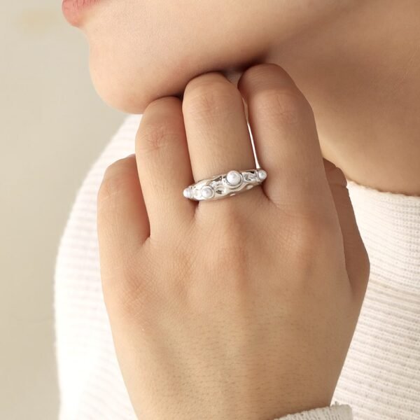 Moonlace Ring – Rhodium Plated with Pearl Accents