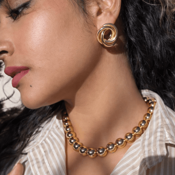 Golden Knot Statement Earrings