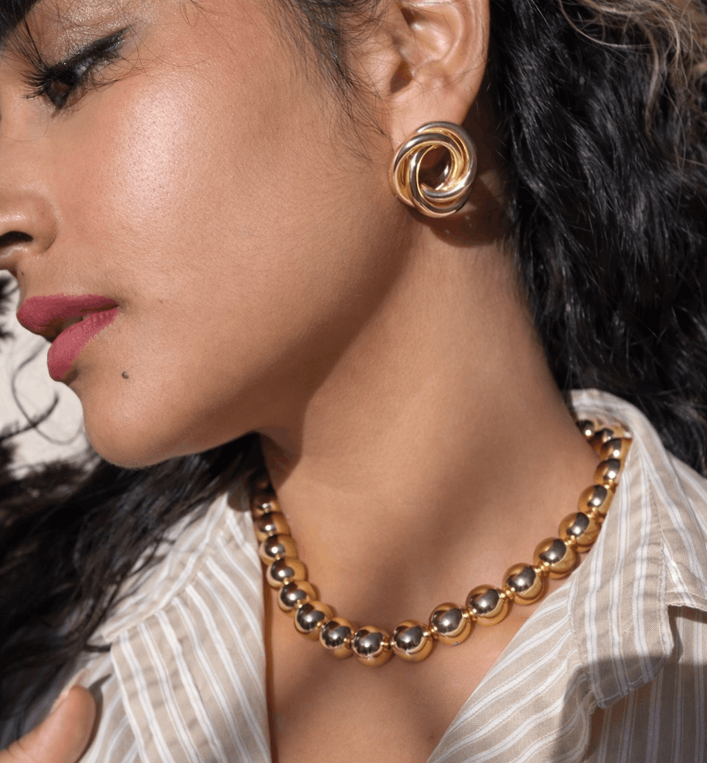 Golden Knot Statement Earrings